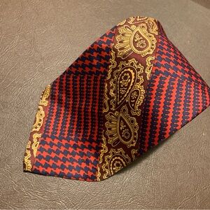 Vintage Pierre Cardin Tie Men 54 in Caramel Blue Red Gold Floral Sheen Wide